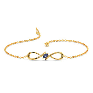 Midnight <b>Infinity</b> Diamond <b>Bracelet</b> with Yellow Gold Chain and Sleek Marquise Center Accent Design - Product Image 1