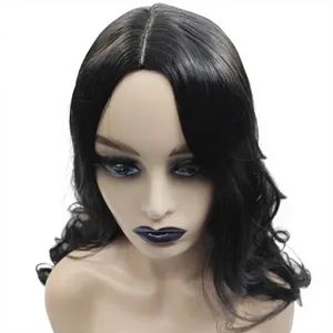 Perruque synthétique sans colle prête à porter, extra longue, lisse, noire foncée, avec raie au milieu, pour femmes, haute qualité - Product Image 4