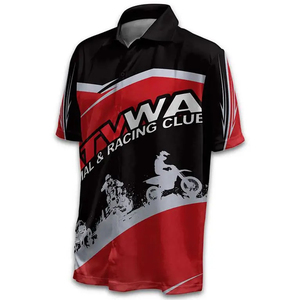 El Nino <b>Men's</b> Short Sleeve <b>Polo</b> <b>Shirt</b> Digital Print <b>Red</b> Lightning Design Quick Dry Polyester Casual Wear MarioP KY Back Logo - Product Image 2