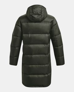 Women's Long <b>Quilted</b> Winter Jacket Hooded Full Sleeve Zipper Closure Solid Color Polyester Shell Thick Warm Coat - Product Image 2