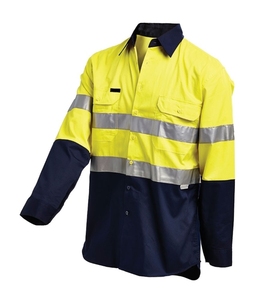 Vêtements de travail en coton à manches longues haute visibilité, chemise de travail de haute qualité, logo personnalisé - Product Image 6