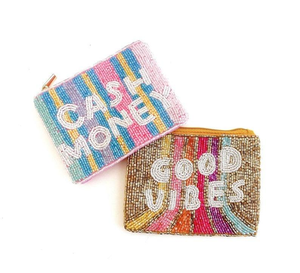 Monedero Clásico Hecho a Mano con Cuentas Bordadas y Colores Mixtos con Impresión Digital para Mujer - Product Image 1