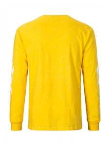 Wholesale Vibrant Yellow Long Sleeve T Shirt Custom Printed Flame Sleeve Cotton Streetwear Oversized <b>Graphic</b> <b>Tee</b> Men <b>Vintage</b> - Product Image 4