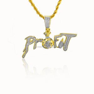 Luxury " PROFIT " <b>Name</b> Pendant Lab Grown Diamond Hip Hop <b>Chain</b> Custom Letter Necklace Bling Jewelry For Men - Product Image 1