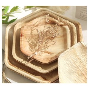 Assiette de service jetable en feuille de palmier d'arec naturelle, écologique, compostable, biodégradable, vaisselle pour la restauration - Product Image 4