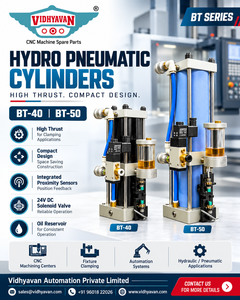 Cilindro de Sujeción Hidroneumático Industrial para Aplicaciones de Sujeción en Máquinas CNC VMC, Presión Máxima 7kgf - Product Image 5