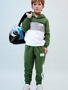 Conjunto de Ropa Deportiva para Niños, Estilo Urbano Moderno, Tela de Algodón Suave y Transpirable, Lavado Ácido Vintage, Elástico - Product Image 2