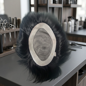 Toupet Taz Hair BD à base de dentelle mono, cheveux raides noirs, raie centrale, texture 28mm, cheveux indiens Remy, nœuds invisibles, densité 130% - Product Image 5