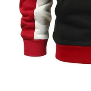 Men's Color Blocking <b>Hoodie</b> Tracksuit Set Casual Full Sleeve Joggers <b>Red</b> White Black Polyester Cotton Autumn Wear - Product Image 4