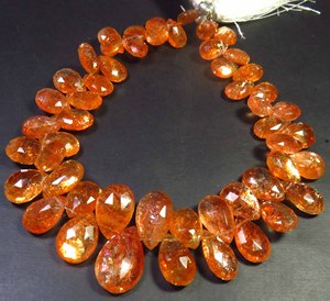 African Sunstone <b>Rainbow</b> Pear Gemstone Faceted Beads 9-16mm Natural Full Sparkle Orange Confetti 8.5" Strand DIY <b>Top</b> Grade - Product Image 4