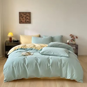 ชุดผ้าห่มสีเทาเข้ม 4 ชิ้น ผ้าปูที่นอนนุ่มสบาย สไตล์เรียบง่าย สีพื้น - Product Image 4