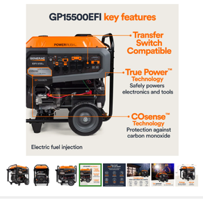 MEJOR OFERTA 2026: Generador Portátil a Gas de 5500 Vatios, Nuevo, con Arranque Eléctrico y Alerta, Naranja y Negro - Product Image 3