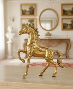 Figurine de cheval dorée, sculpture de table légère, statue Art Déco pour la maison, le bureau, le salon, la décoration de baptême, Diwali, Pâques - Product Image 1