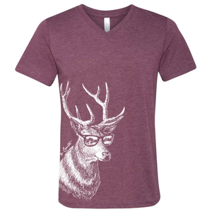 High Quality Custom <b>Men's</b> V-Neck T-Shirt Short Sleeve Cotton Jersey Printed Deer With Glasses <b>Animal</b> Pattern Casual Regular Fit - Product Image 6