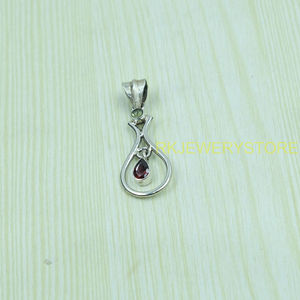 จี้รูปหยดน้ำเงินเงินแท้ 925 ประดับด้วยพลอยการ์เนตและพรีไนต์ ทำด้วยมือ จี้ห้อยประดับพลอย ขายส่งเครื่องประดับสำหรับผู้หญิง - Product Image 5