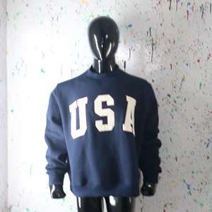 Sweat-shirt à col montant USA BLUE 100% blanc avec broderie appliquée, col large, CLUSH SPORTS - Product Image 3