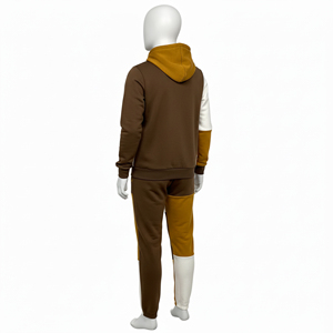 Ensemble de survêtement molletonné camouflage épais personnalisé pour homme – Hoodie zippé uni oversize et pantalon de survêtement ample à jambes larges – Style streetwear - Product Image 6