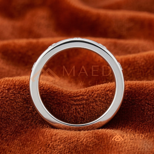 Bague de luxe en argent 14 carats avec diamants flottants en forme de vague |   Bague éternelle asymétrique à canaux incurvés |   Diamant cultivé en laboratoire sur mesure - Product Image 2