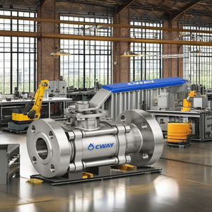 Válvula de Acero Inoxidable de Alta Calidad, Diseño de 3 Piezas, Accionamiento por Palanca, Pasante Completo, Extremo con Brida, para Suministro y Tratamiento de Agua, Manual - Product Image 3