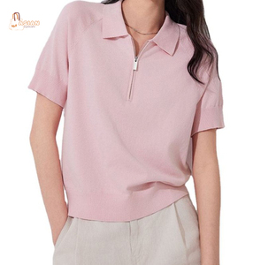 <span class=keywords><strong>Polo</strong></span> en tricot <span class=keywords><strong>bleu</strong></span> <span class=keywords><strong>marine</strong></span> uni avec fermeture éclair, manches courtes, haut décontracté pour <span class=keywords><strong>femme</strong></span>, respirant, coupe classique - Product Image 6