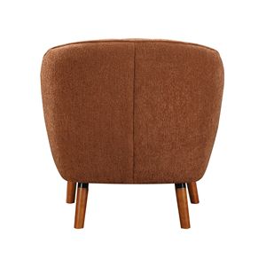 Fauteuil d'appoint moderne du milieu du siècle, 1 pièce, en tissu chenille couleur rouille, dossier capitonné, meuble en bois massif pour salon - Product Image 6
