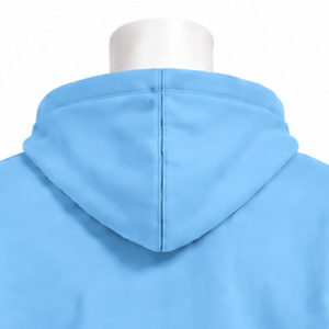 Sudadera con capucha azul cielo con bordado, forro polar grueso, puños decorativos, bolsillo canguro, estilo casual urbano - Product Image 4