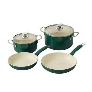 Juego de Utensilios de Cocina de Cerámica Antiadherente con Tapas de Vidrio para Todas las Estufas, Construcción de Aluminio, Apto para Lavavajillas, Ecológico, Estilo Americano - Product Image 4