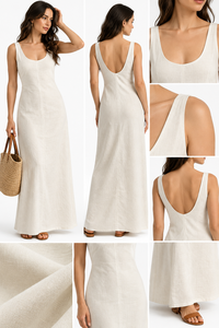 Proveedor OEM Profesional en Stock - Vestido Maxi Casual de Cuello Redondo Liso para Uso Diario al por Mayor - Product Image 3