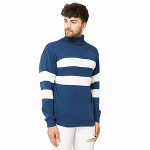 Pull à col roulé à la mode pour hommes Loose Patchwork Knit avec motif imprimé en relief Winter Warm Street Style Sweatshirts-Taille 6XL - Product Image 5