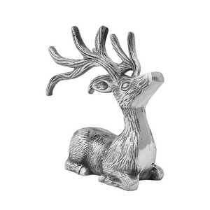 Silver Deer Figurine Handmade Metal Animal Sculpture Tabletop Decor <b>Christmas</b> Ornament Living Room Decoration - Product Image 5