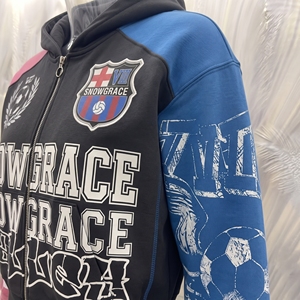 Sweat-shirt à capuche brodé Snowgrace, fermeture éclair, manches raglan, design sportif court, unisexe, coupe classique, vêtements d'hiver - Product Image 6
