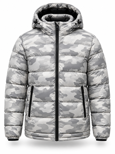 Men's Hooded Puffer <b>Jacket</b> Winter Waterproof Windproof Zipper Casual Regular Length Polyester Filling <b>Smart</b> Casual - Product Image 1
