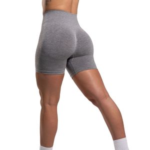 Shorts Deportivos de Cintura Alta para Mujer, Color Gris Jaspeado, Elásticos, Sin Costuras, para Gimnasio, Fitness, Entrenamiento, Ropa Deportiva - Product Image 2