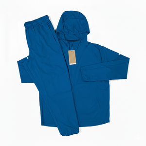 Ensemble coupe-vent décontracté d'hiver pour homme, écologique et personnalisé, en nylon, avec veste à capuche et pantalon respirant à taille élastique - Product Image 1