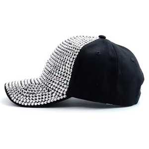 Black Rhinestone Baseball Cap Adjustable Unisex Fashion <b>Hat</b> Spring <b>Summer</b> Casual Wear - Product Image 1