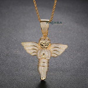 Colgante de Ángel en Plata 925 con Baño de Rodio y Moissanita de Corte Brillante Redondo, Unisex, para Uso Diario - Product Image 2
