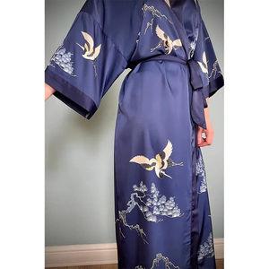 Ensemble de vêtements de nuit en soie satinée élégante pour femmes de haute qualité, taille élastique, longueur intégrale, manches longues, doux, confortable et respirant - Product Image 6