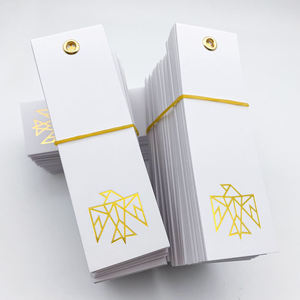 OEM 2026 Printing Factory Custom Printing Swing <b>Tag</b> Gold Foil logo Brand hang <b>Tag</b> with Grommet and String for Clothing - Product Image 1
