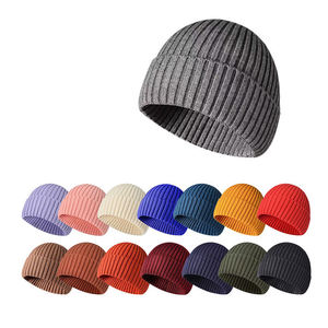 High Quality Cuffed Women Knit <b>Hat</b> Unisex Acrylic Knitted Beanie Custom Winter <b>Hat</b> Custom Logo Knit Cap Soft Thermal Headwear - Product Image 1