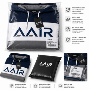 เสื้อฮู้ดผู้ชาย AAIR ดีไซน์สีตัดต่อ โลโก้ด้านหน้า สวมใส่สบายในฤดูหนาว ทรงปกติ ผลิตจากผ้าโพลีเอสเตอร์ผสมฝ้ายเฟรนช์เทอร์รี่ - Product Image 3