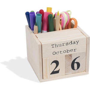 Porte-stylos LED en bois créatif, organiseur de bureau lumineux, boîte de rangement pour stylos en bois massif pour la maison, le bureau, l'école, décoration de bureau - Product Image 2