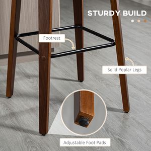 Set of 2 Counter Height Swivel Bar <b>Stools</b> PU Leather Tufted <b>Back</b> Footrest Soft Strong Black for Dining Room Kitchen Chrome Base - Product Image 5