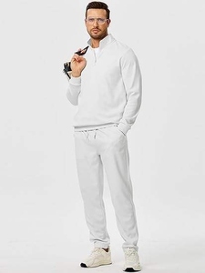 2026 Unisex Winter Printed Streetwear Tracksuit 2-Piece <b>Set</b> Breathable Windproof Quarter-Zip <b>Knitted</b> 350g Jogging Sweatpants - Product Image 4