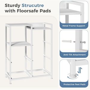 Cómoda Blanca Moderna de 5 Cajones con Estante de 2 Niveles, Estructura Metálica Resistente y Armario de Tela, Almacenamiento para Dormitorios Pequeños - Product Image 6