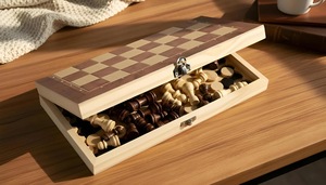 ILAHI's Eco-Friendly Rustic Polished Rectangle <b>Chess</b> <b>Board</b> Game 100% Handmade Pure Wood Animal/Love Style Customized Size <b>Chess</b> - Product Image 3