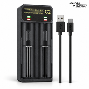 USB C <b>Battery</b> <b>Charger</b> for 18650 21700 26650 Cells ZEROBEAM 2 slot Li Ion NiMH <b>Charger</b> <b>with</b> LED Charging Indicator - Product Image 1