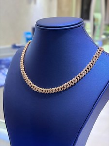 925 Silver Lab Grown Diamond Cuban Link Chain Rose Gold Finish Fully Iced Mens Luxury <b>Statement</b> <b>Necklace</b> - Product Image 3