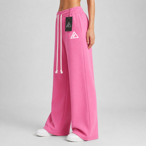 2026 New Arrived Casual Wear Long <b>Drawstrings</b> Elastic Waist Flare Sweatpants Wide Bottom Breathable Solid Color <b>Trousers</b> - Product Image 3