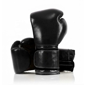 Gants de boxe en cuir noir respirants, style RTS dernière génération, différentes couleurs, service OEM, personnalisables pour l'entraînement et la gym. - Product Image 1