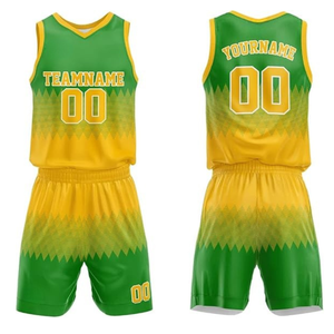 Conjunto de Uniforme de Baloncesto Personalizado con Degradado Verde y Amarillo, Impresión Sublimada, Secado Rápido, Unisex, para Adultos, con Número y Nombre - Product Image 4